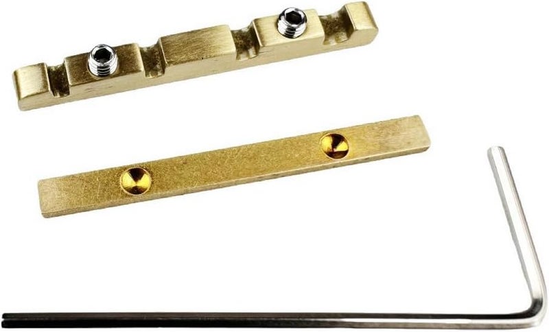Kaynes 4 String Bass Guitar Nut, Adjustable Height Bell Brass Nut Split Regulation Replacement Parts for Jazz Style Electric Bass 38 * 3.5MM - Image 2